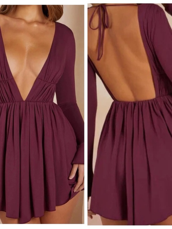 Oh Polly Dresses & Skirts - Oh polly Dress womens size 4 Lara deep plunge plum purple sexy fairy Mini New‎